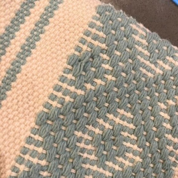 2-PACK SET HANDWOVEN AQUA AND CREAM MAKE UP ACCESSORY BAGS 100% COTTON EXTERIOR - Picture 10 of 10